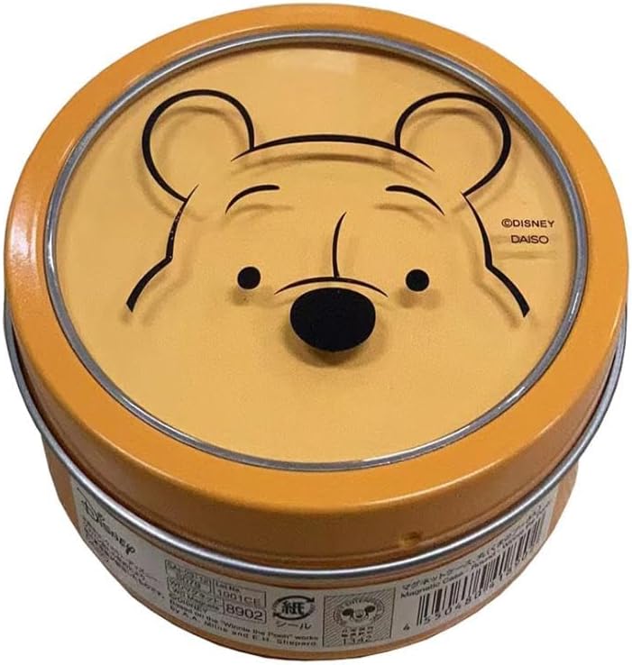 DAISO Winnie The Pooh Round Magnetic Case - Orange Cute Storage Container - Image 1